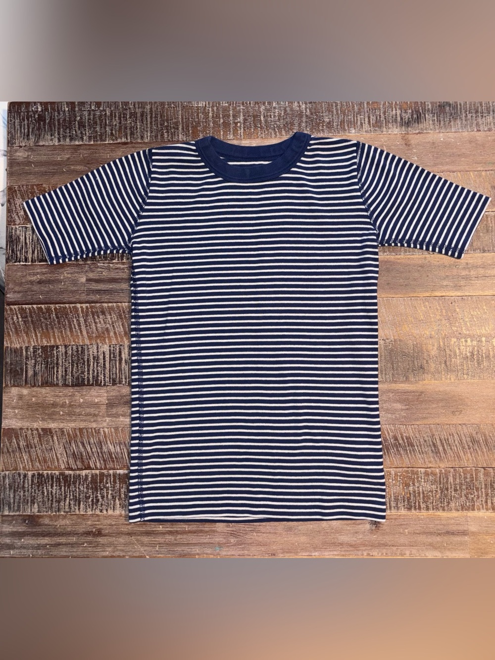 Hanna Andersson Navy & White Striped Short Sleeve Tee